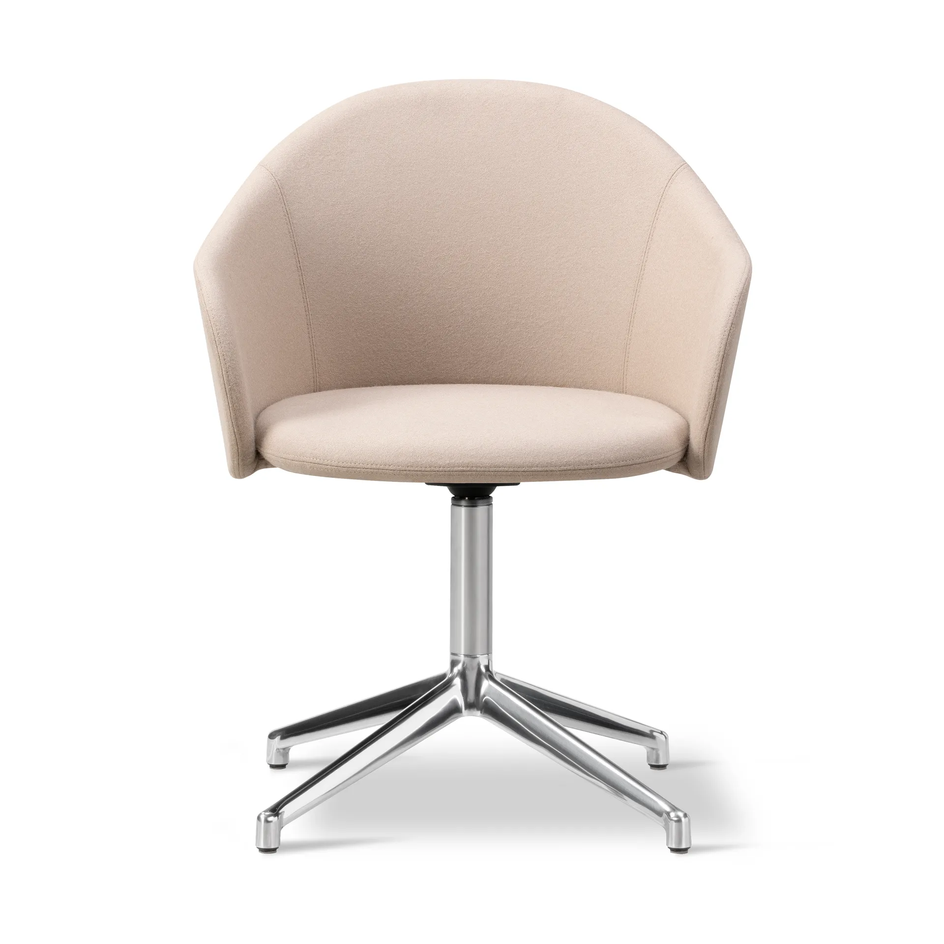 Gomo Armchair poltrona com base giratória a 4 pontas, Blazer CUZ47 Fairfield-alumínio polido Fredericia Furniture