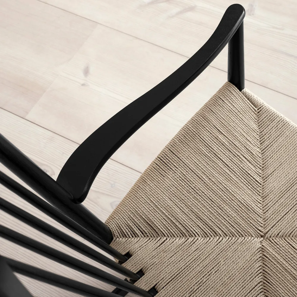 J16 cadeira de baloiço, Preto-preto envernizado carvalho Fredericia Furniture