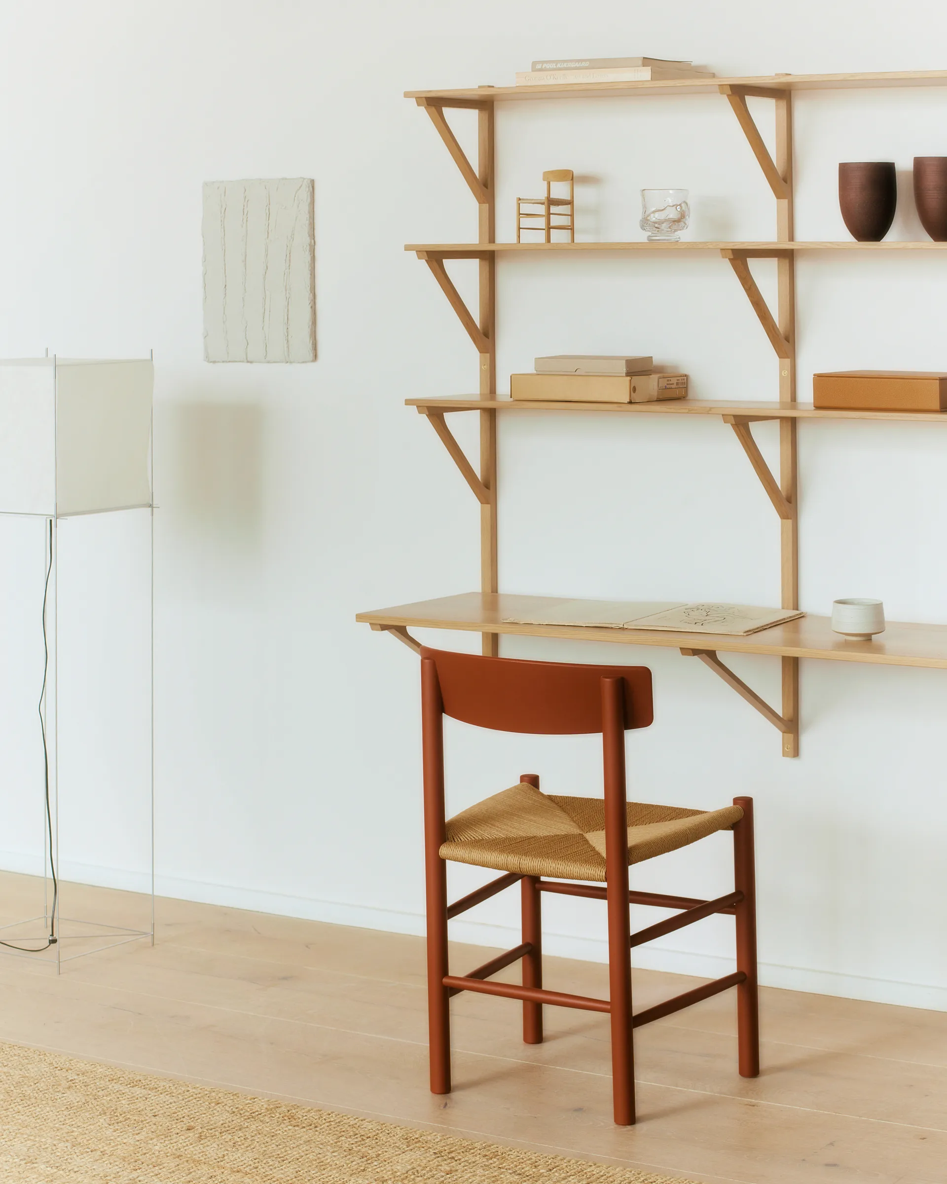 J39 cadeira, Herritage red-trançado natural Fredericia Furniture