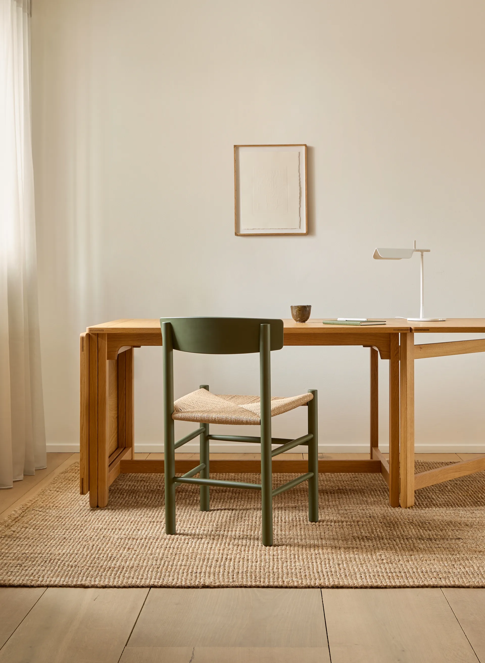 J39 cadeira, Khaki green-trançado natural Fredericia Furniture