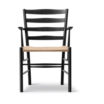 Klint cadeira com braços - Natural trançada-carvalho lacado a preto - Fredericia Furniture