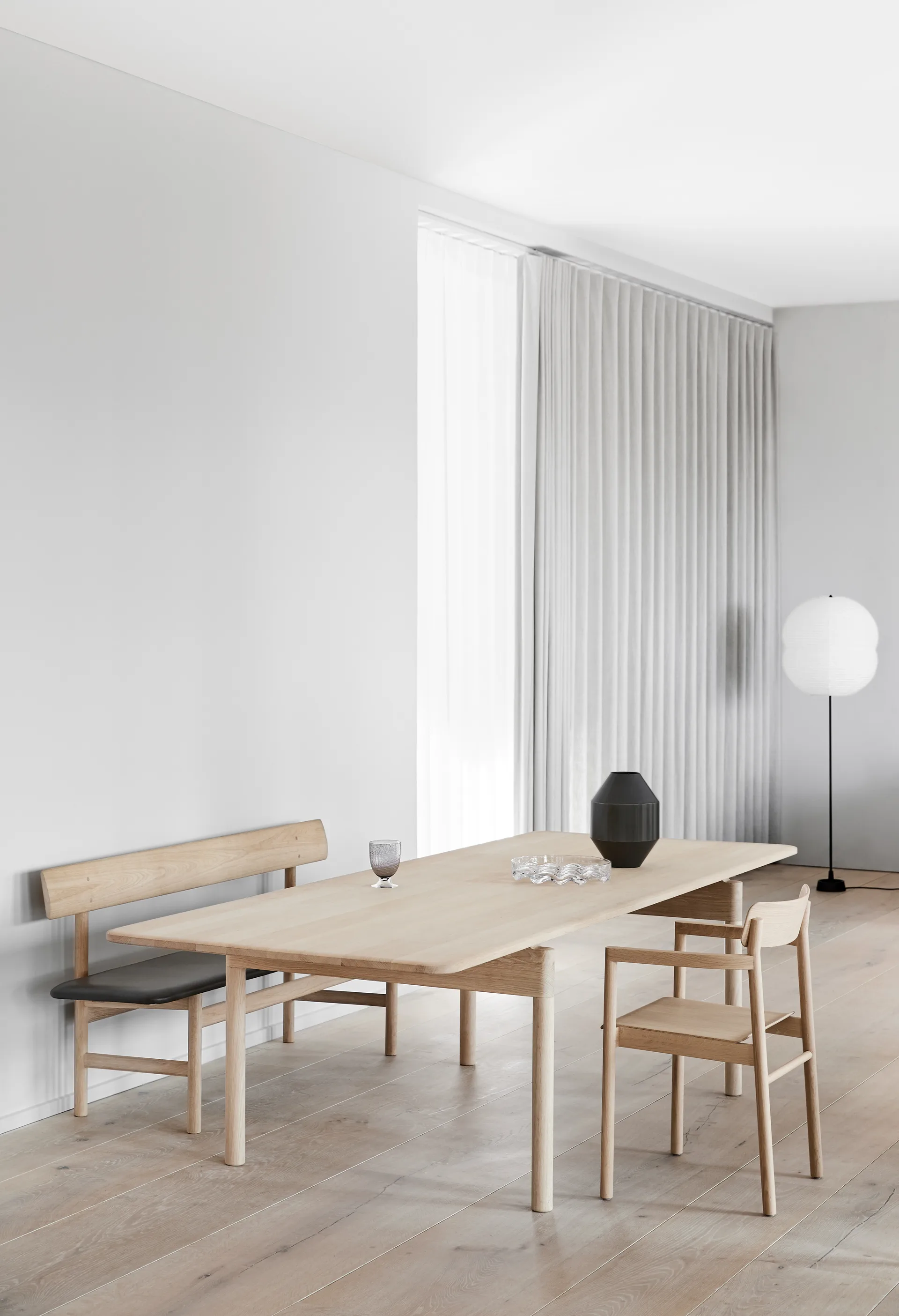 Mogensen 3171 banco, Couro omni 307-carvalho lavado Fredericia Furniture
