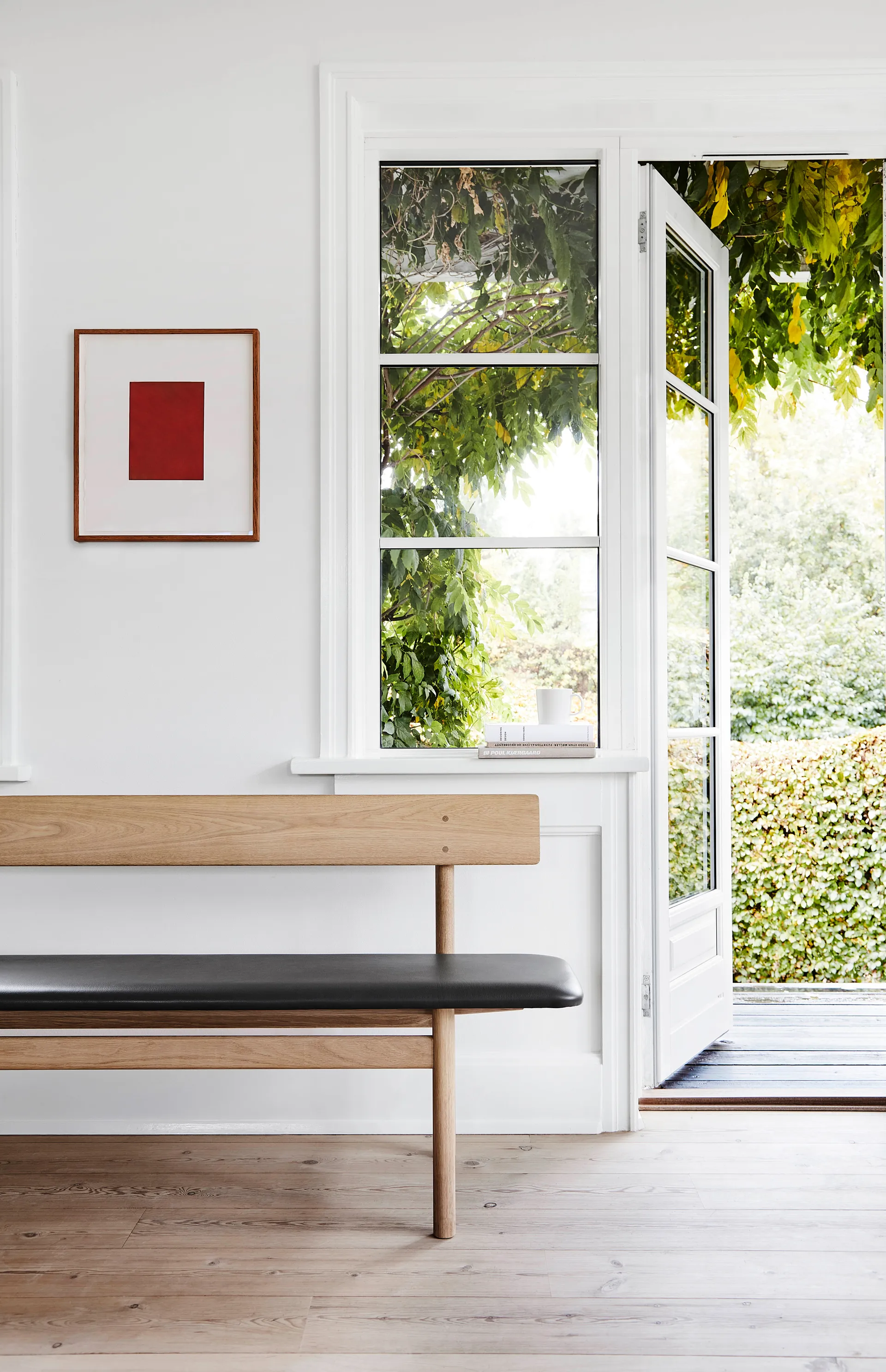 Mogensen 3171 banco, Linho de carvalho-envernizado-lã omni 301 black Fredericia Furniture