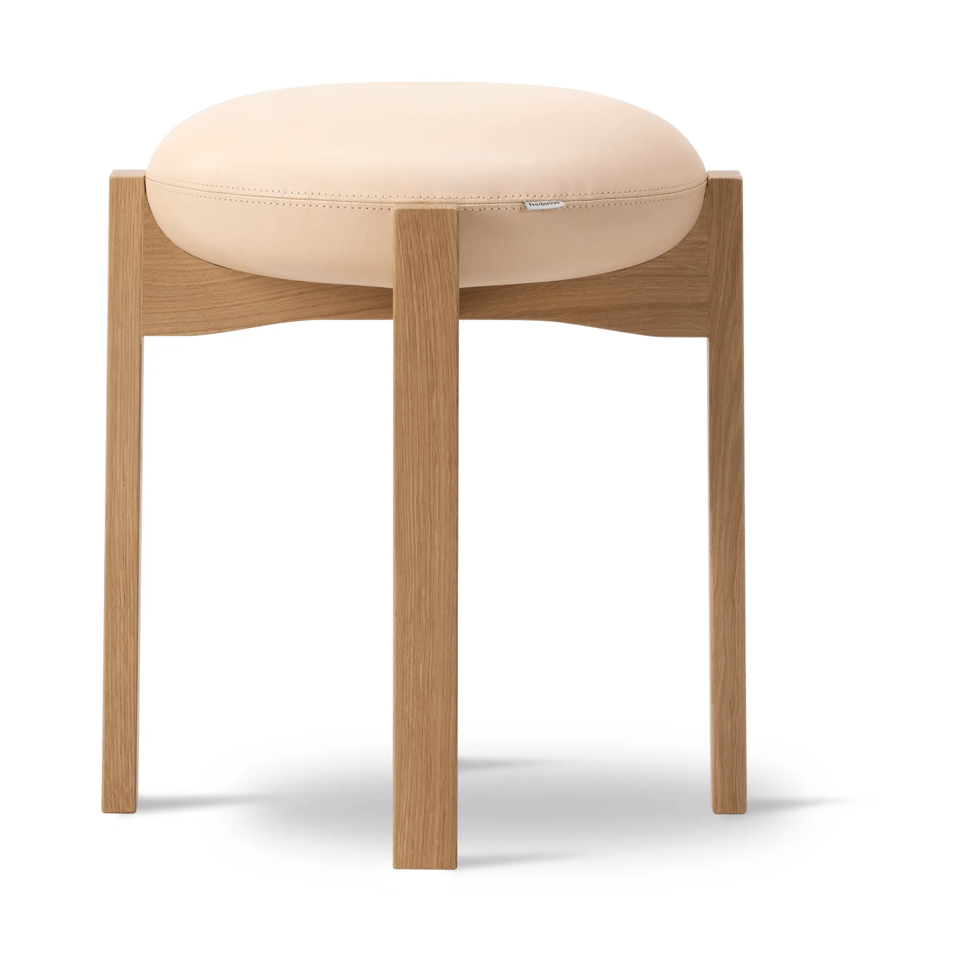 Pioneer banco redondo baixo, Couro Vegeta carvalho lacado 90, Ø41x46 cm Fredericia Furniture