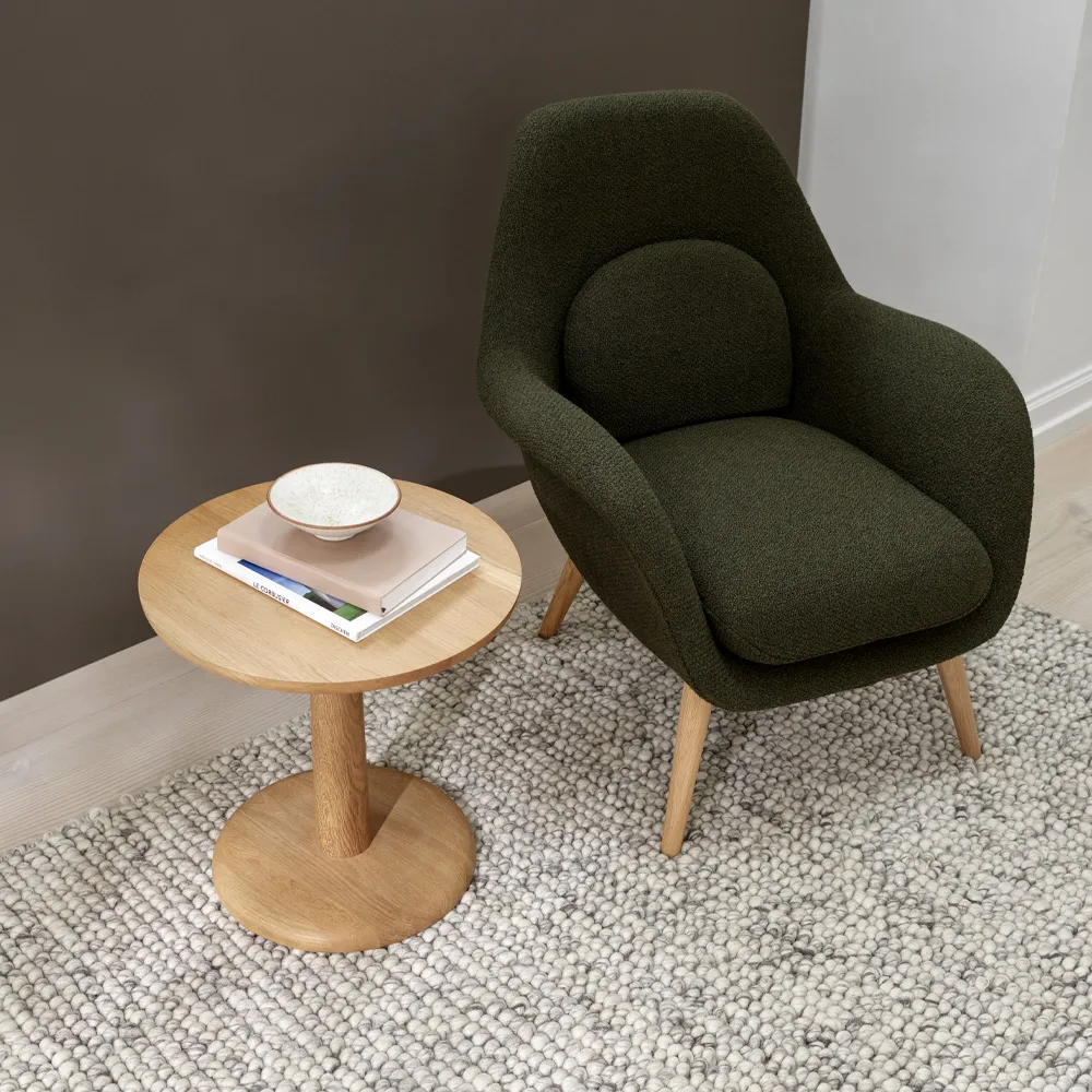 Pon mesa de apoio, Carvalho lacado preto, Ø35 cm Fredericia Furniture