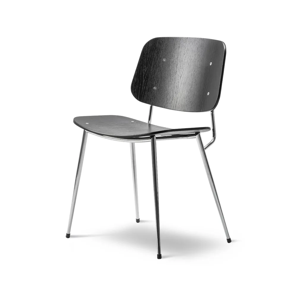 Søborg Metal cadeira, Preto-cromado Fredericia Furniture