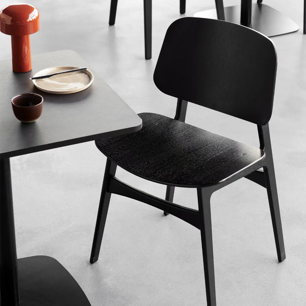 Søborg wood cadeira, Carvalho envernizado preto-carvalho preto com suporte de carvalho preto Fredericia Furniture