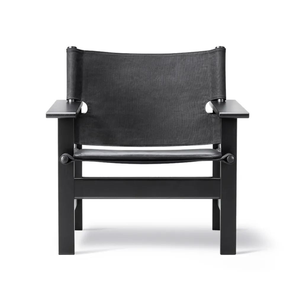 The Canvas Chair poltrona, Canvas preto-olmo envernizado preto, incl. almofada em couro preto Fredericia Furniture