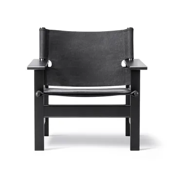The Canvas Chair poltrona - Canvas preto-olmo envernizado preto, incl. almofada em couro preto - Fredericia Furniture