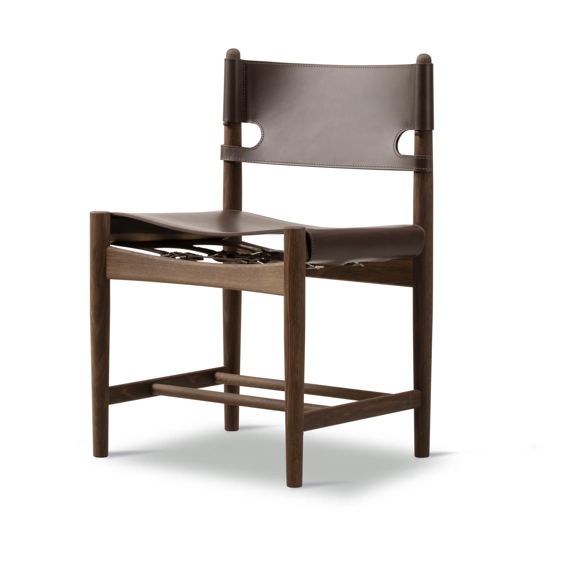 The Spanish Dining Chair, Couro castanho-escuro-carvalho fumado Fredericia Furniture