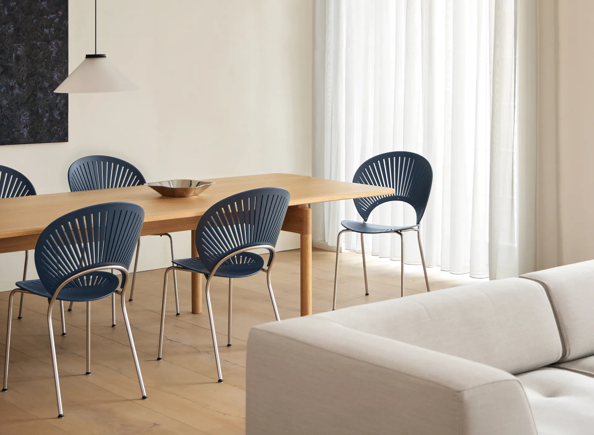 Trinidad 3398 cadeira, Nordic blue-cromado Fredericia Furniture