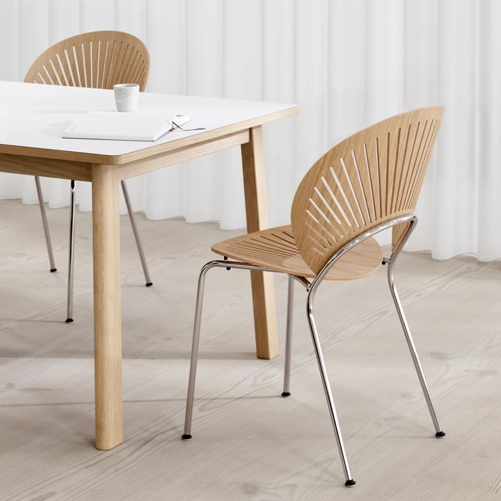 Trinidad 3398 cadeira, Verniz transparente faia-bege cromo Fredericia Furniture