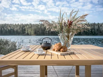 65 mesa - Teca, 128x120x68 cm - Fri Form