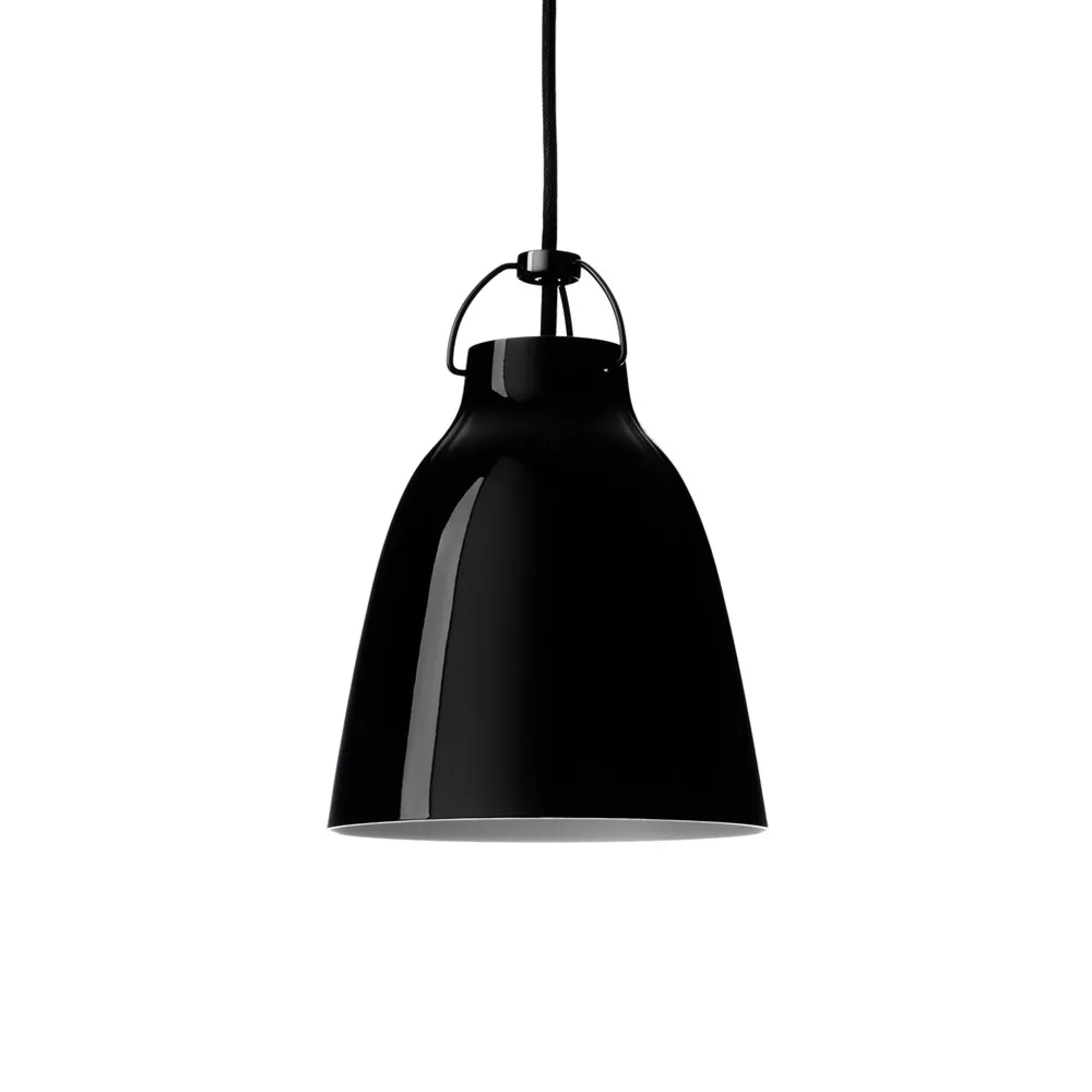 Candeeiro Caravaggio 1, Preto-cabo têxtil preto Fritz Hansen
