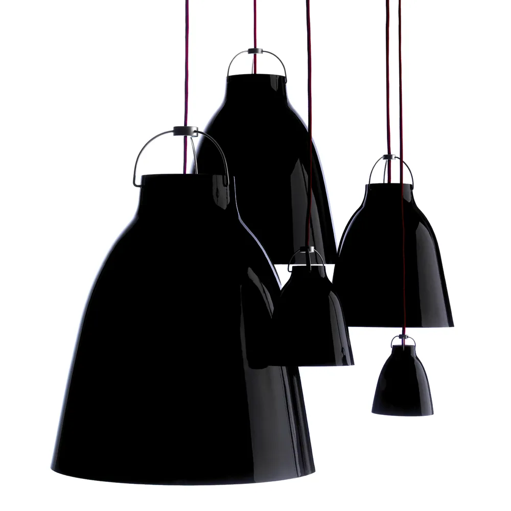 Candeeiro Caravaggio 1, Preto-cabo têxtil preto Fritz Hansen