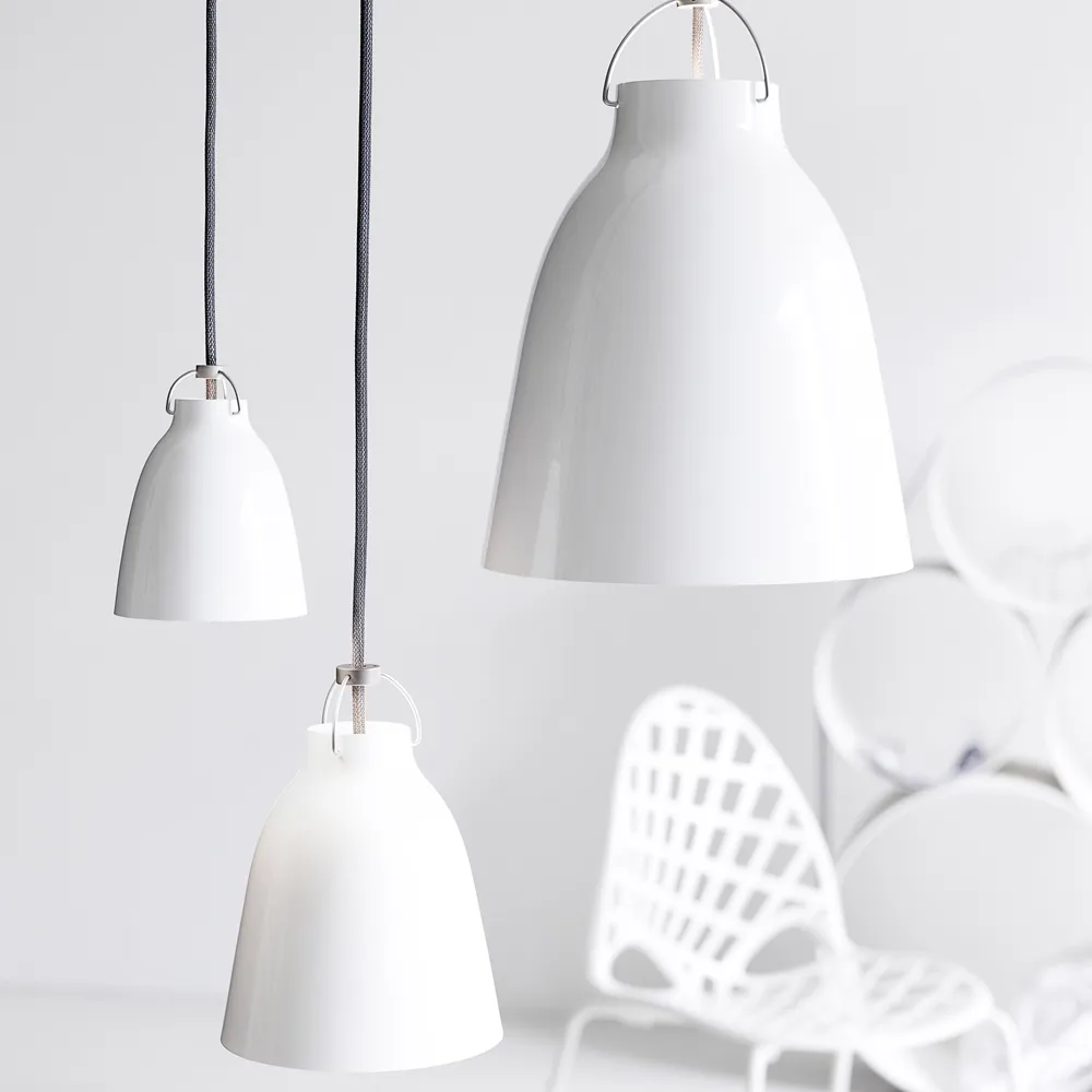 Candeeiro Caravaggio 1, Preto-cabo têxtil preto Fritz Hansen
