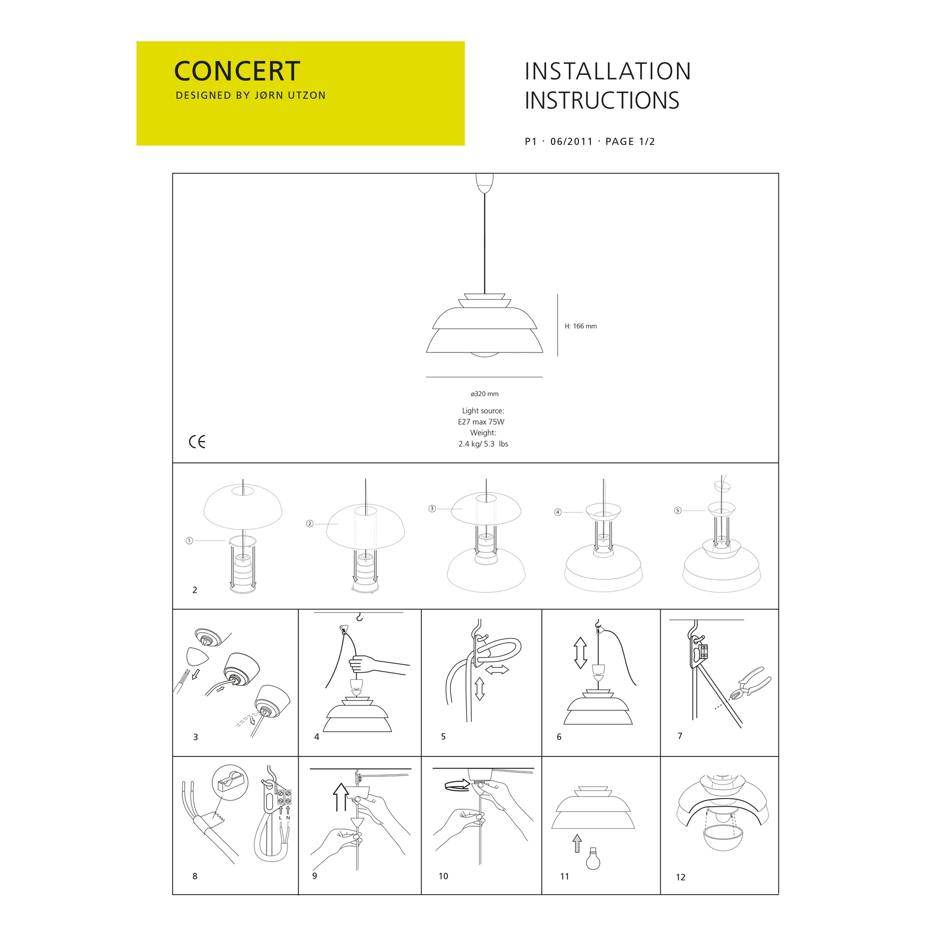 Candeeiro suspenso Concert branco, P1 Fritz Hansen