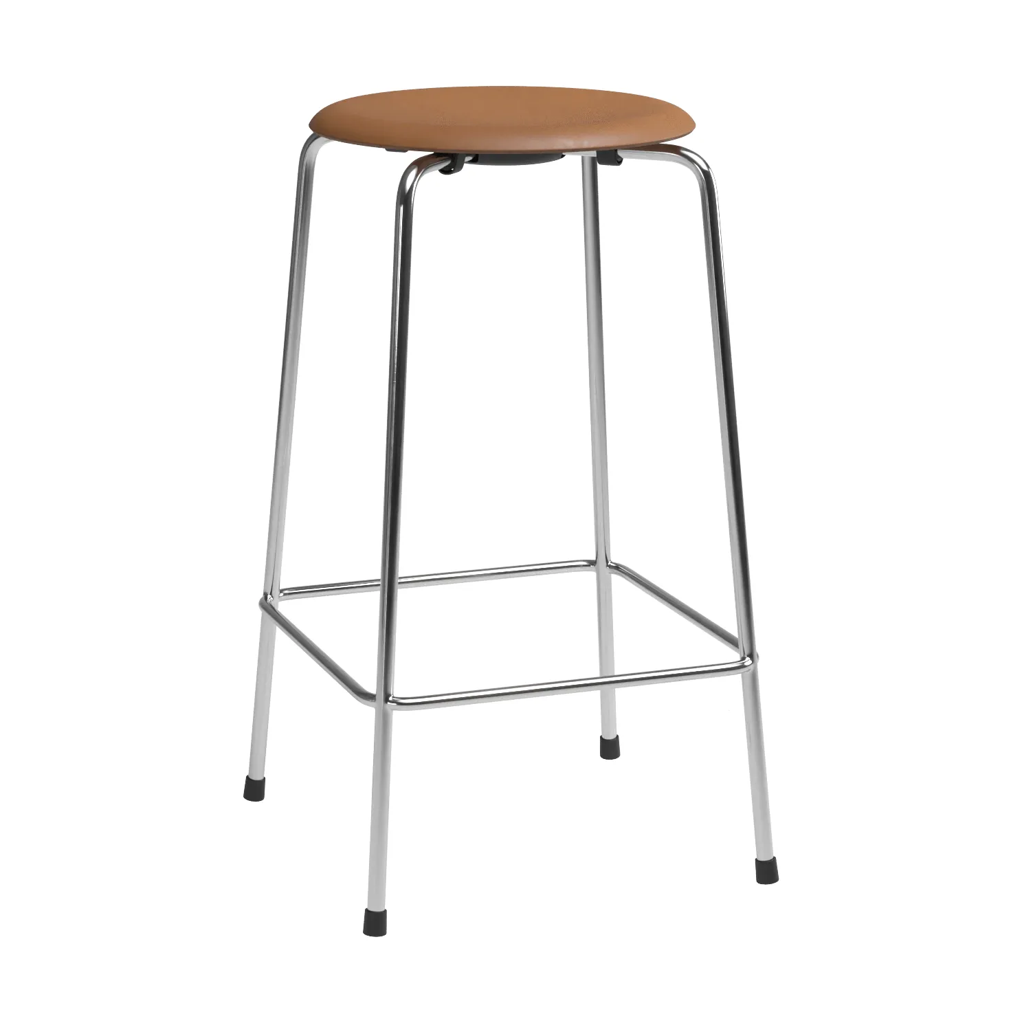 High Dot counter stool 4 pernas, Essential nogueira couro-cromado Fritz Hansen