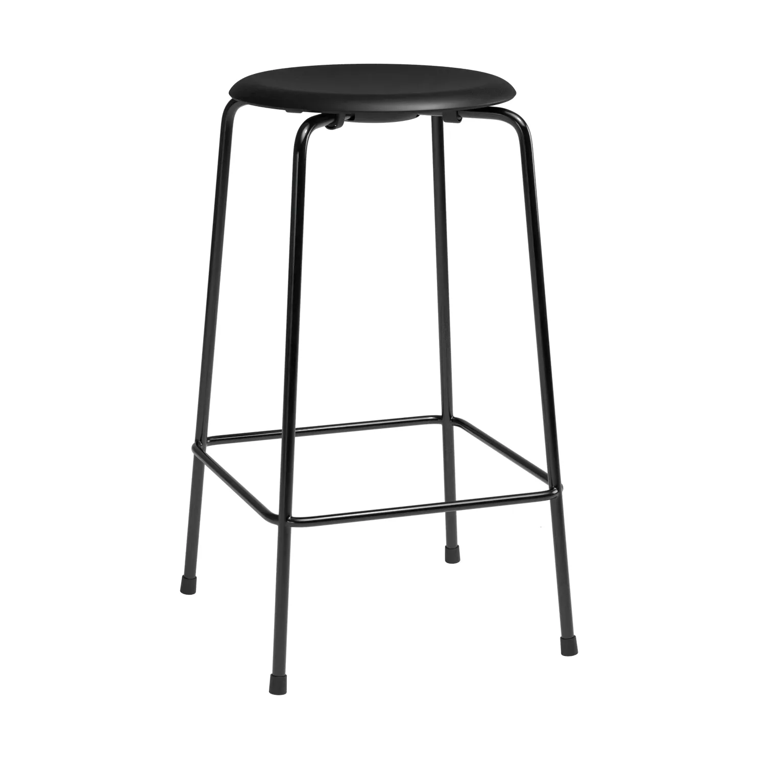 High Dot counter stool 4 pernas, Intense couro preto-aço preto Fritz Hansen