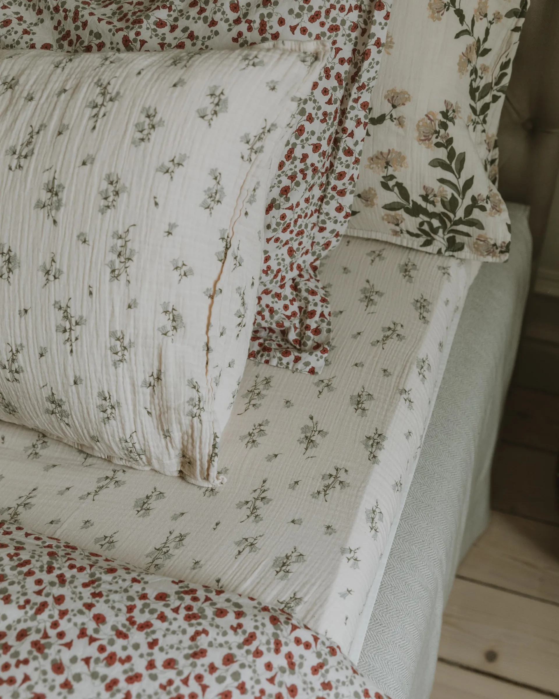 Bluebell Muslin lençol com elástico, 90x200x30 cm Garbo&Friends