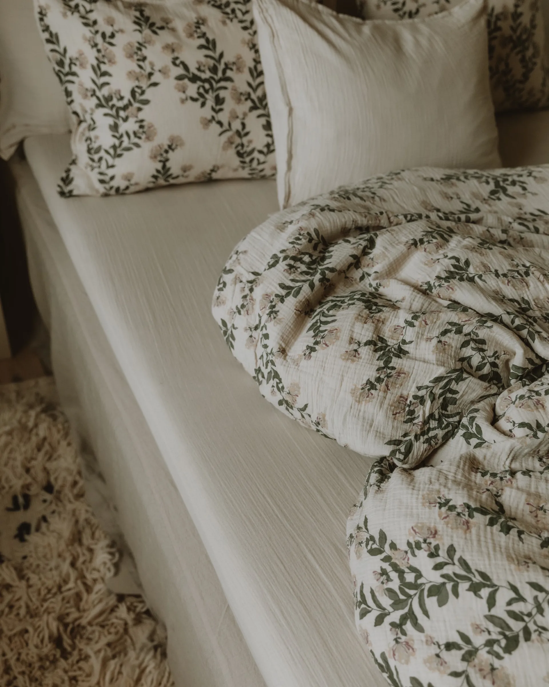 Eggshell Muslin lençol com elástico, 160x200x30 cm Garbo&Friends