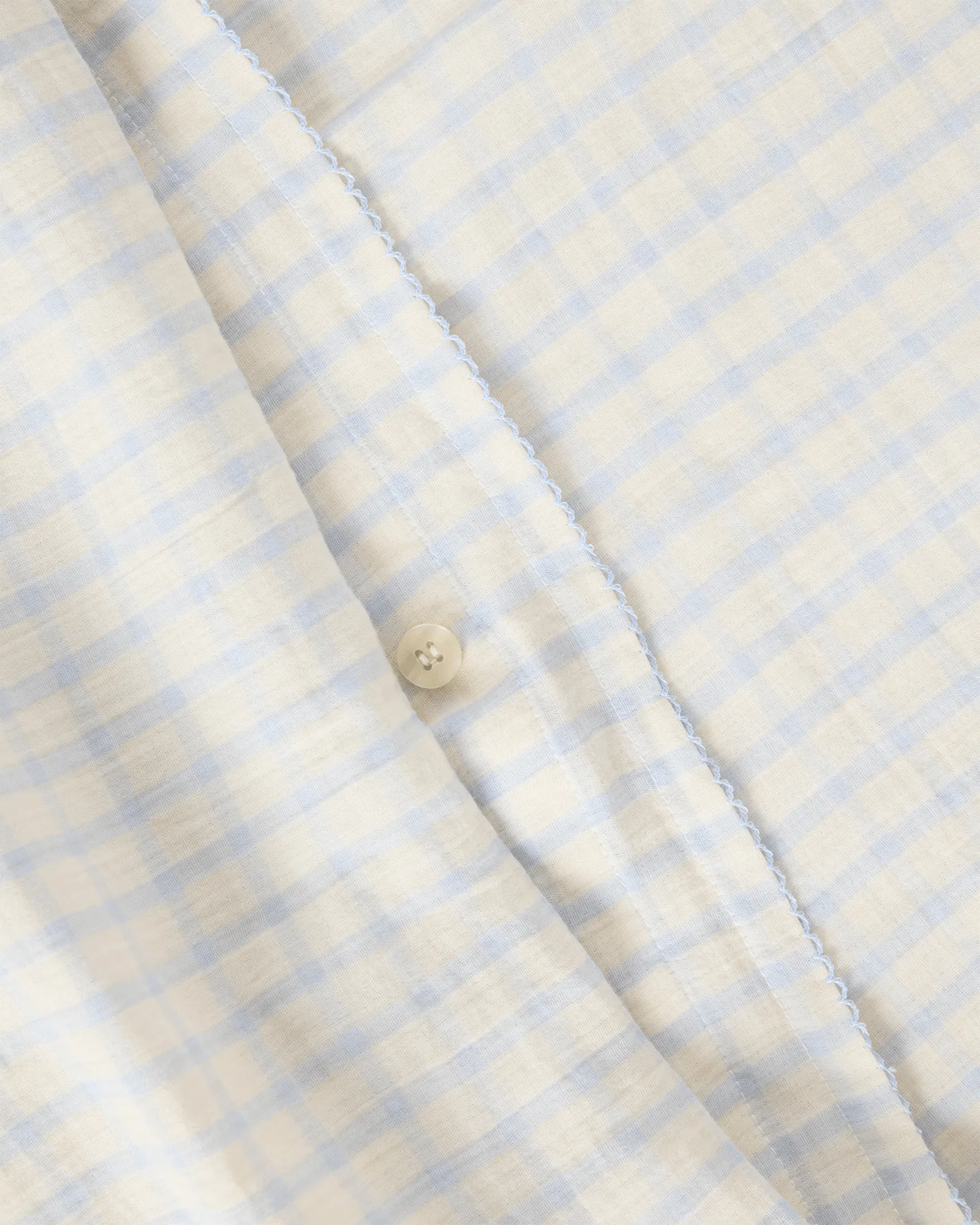 Gingham Sky Blue Muslin edredão de capa, 140x200 cm Garbo&Friends