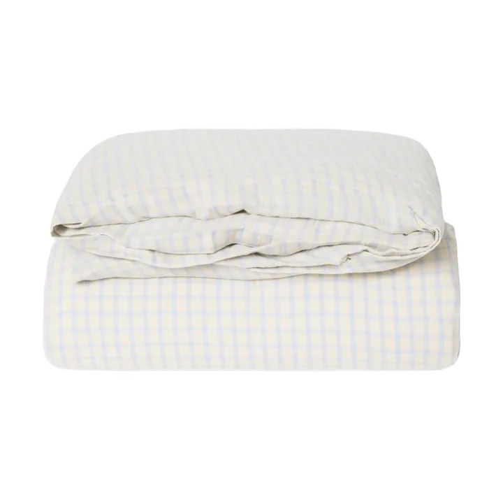 Gingham Sky Blue Muslin edredão de capa - 150x210 cm - Garbo&Friends