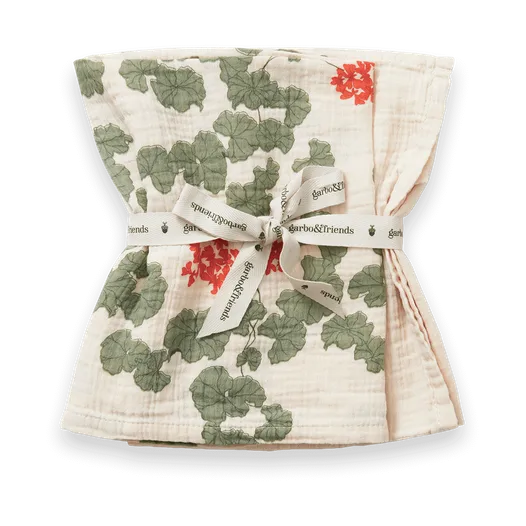 Pelargonium Muslin manta pequena 2 peças, 60x60 cm Garbo&Friends