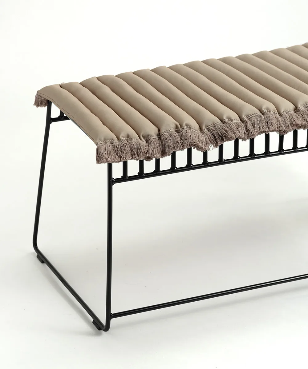 Almofada de assento Garden Glory com franjas, Bege, franja bege, 38x120 cm Garden Glory