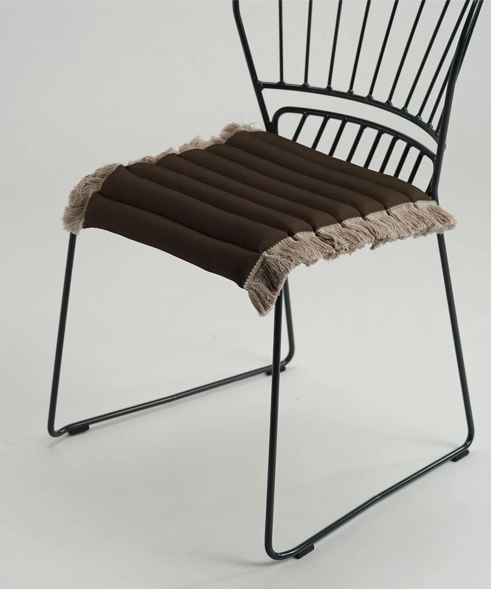 Almofada de assento Garden Glory com franjas, Bege, franja bege, 38x40 cm Garden Glory