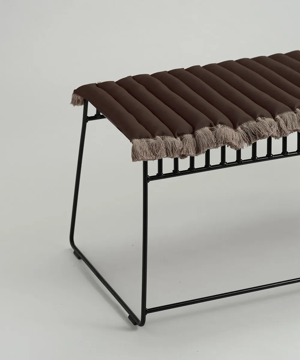 Almofada de assento Garden Glory com franjas, Castanho, bege com franjas, 38x120 cm Garden Glory