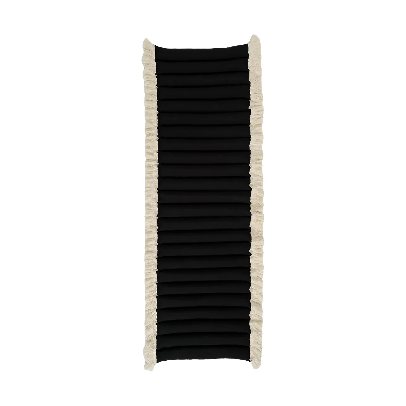 Almofada de assento Garden Glory com franjas, Preto, franja offwhite, 38x120 cm Garden Glory