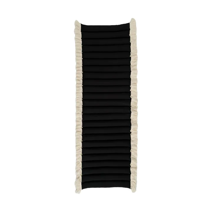 Almofada de assento Garden Glory com franjas - Preto, franja offwhite, 38x120 cm - Garden Glory