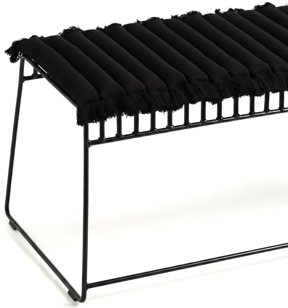 Almofada de assento Garden Glory com franjas, Preto, franja preta, 38x120 cm Garden Glory