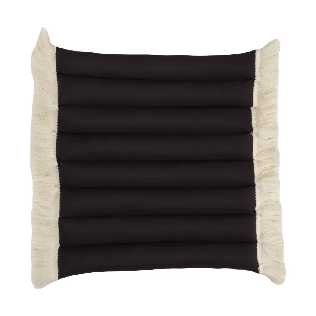 Almofada de assento Garden Glory com franjas, Preto, offwhite franja, 38x40 cm Garden Glory