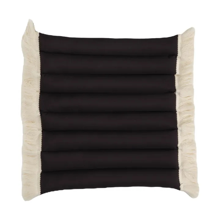 Almofada de assento Garden Glory com franjas - Preto, offwhite franja, 38x40 cm - Garden Glory