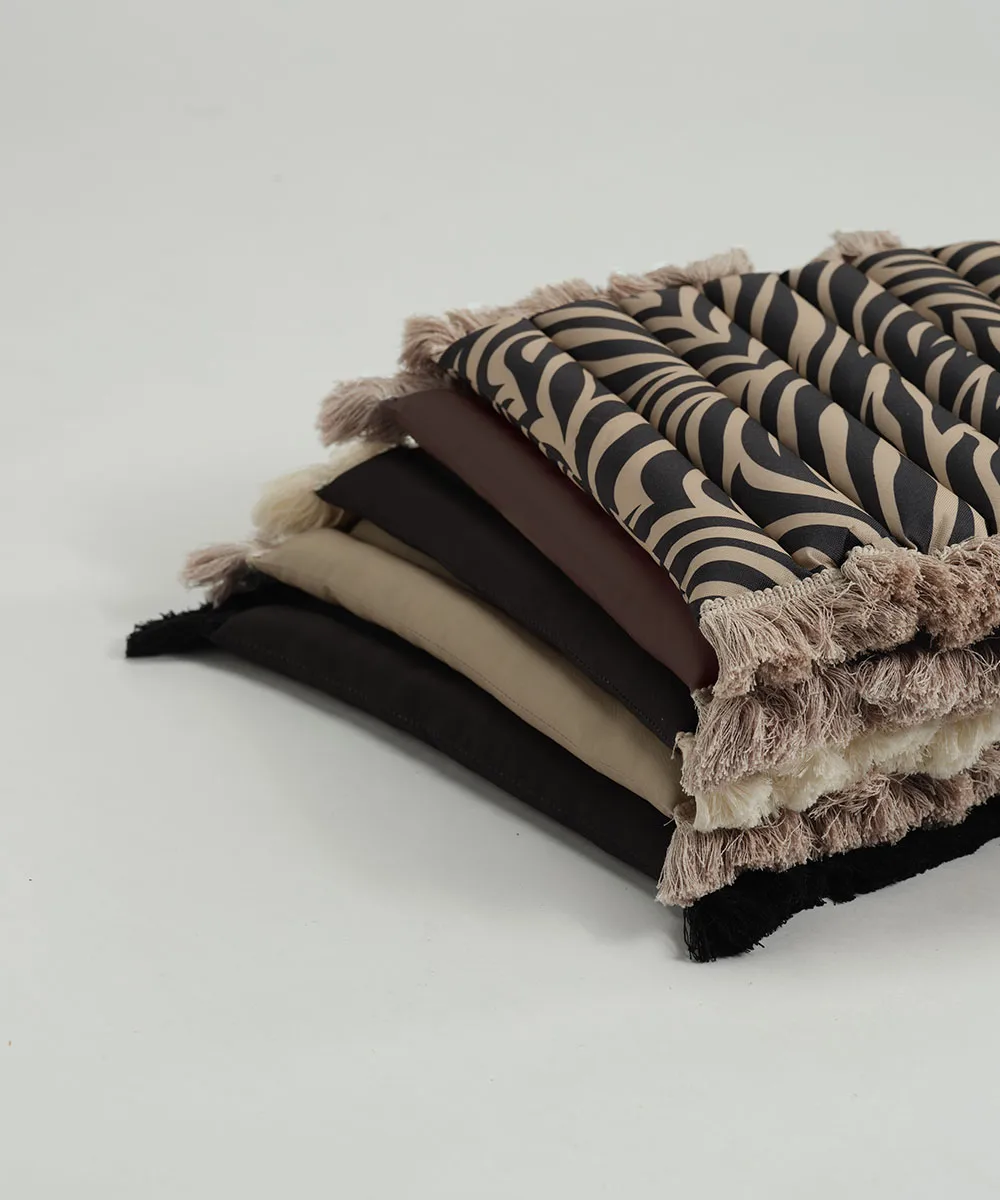 Almofada de assento Garden Glory com franjas, Preto, offwhite franja, 38x40 cm Garden Glory