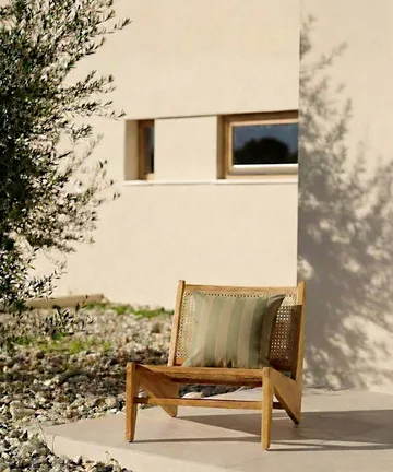 Garden Glory almofada listrada - Verde-eucalipto-bege, 50x50 cm - Garden Glory