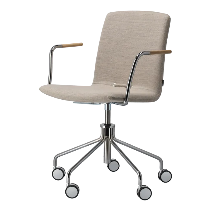 Poltrona Day com base giratória em cromo - Carvalho-natural-H&S-tecido foss 0212 - Gärsnäs