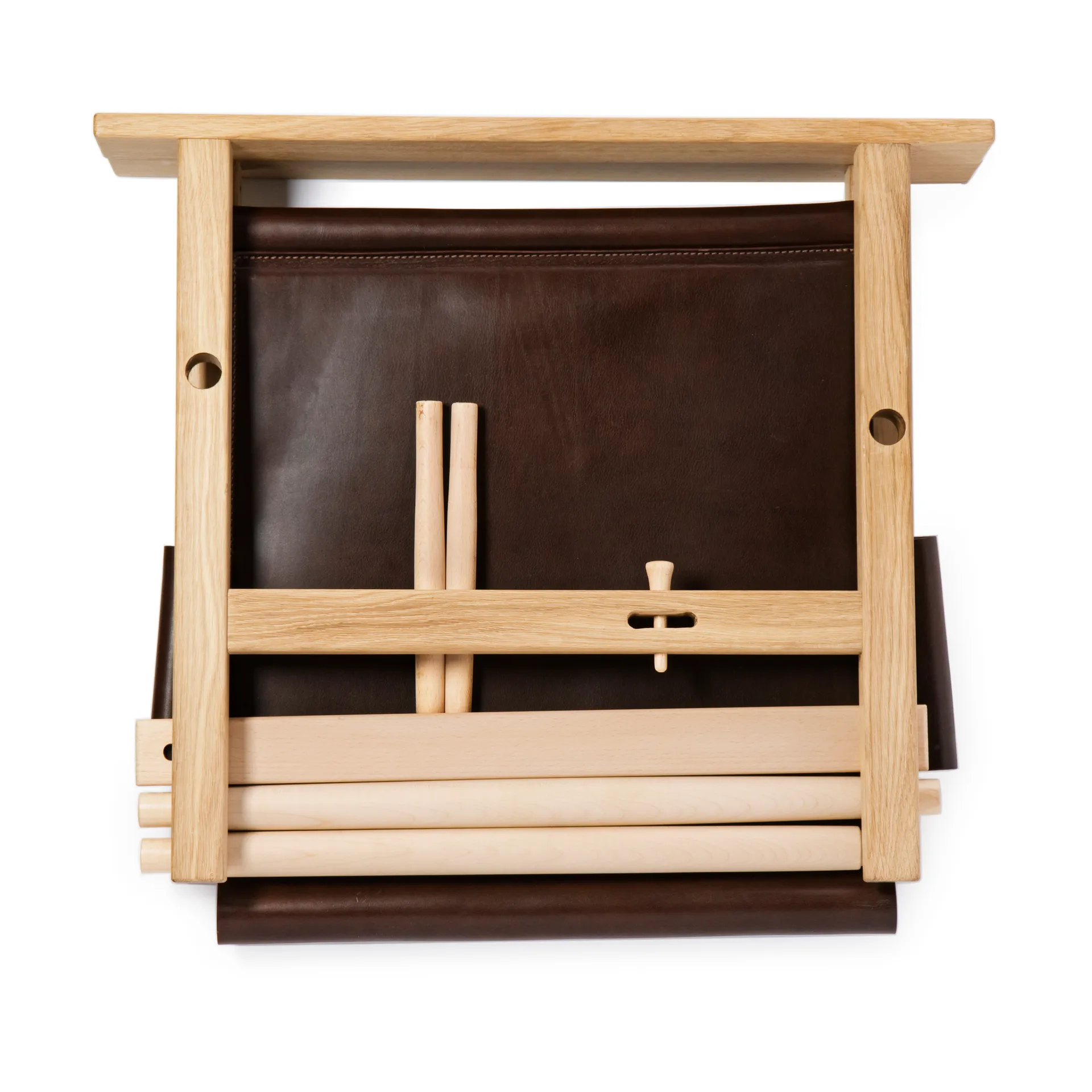 Poltrona Ferdinand, Madeira de carvalho não tratada - couro Tärnsjö marrom escuro Gärsnäs