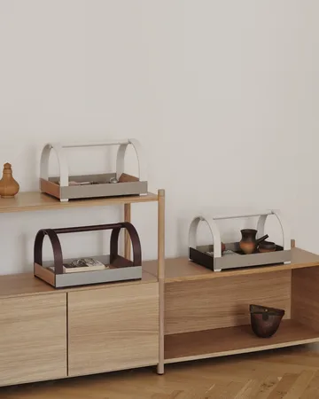 Kydo tabuleiro com pega 40,5x27x23,5 cm - Carvalho escuro-branco bege - Gejst