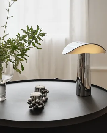 Lium candeeiro de mesa portátil 22,5 cm - Cromado - Gejst