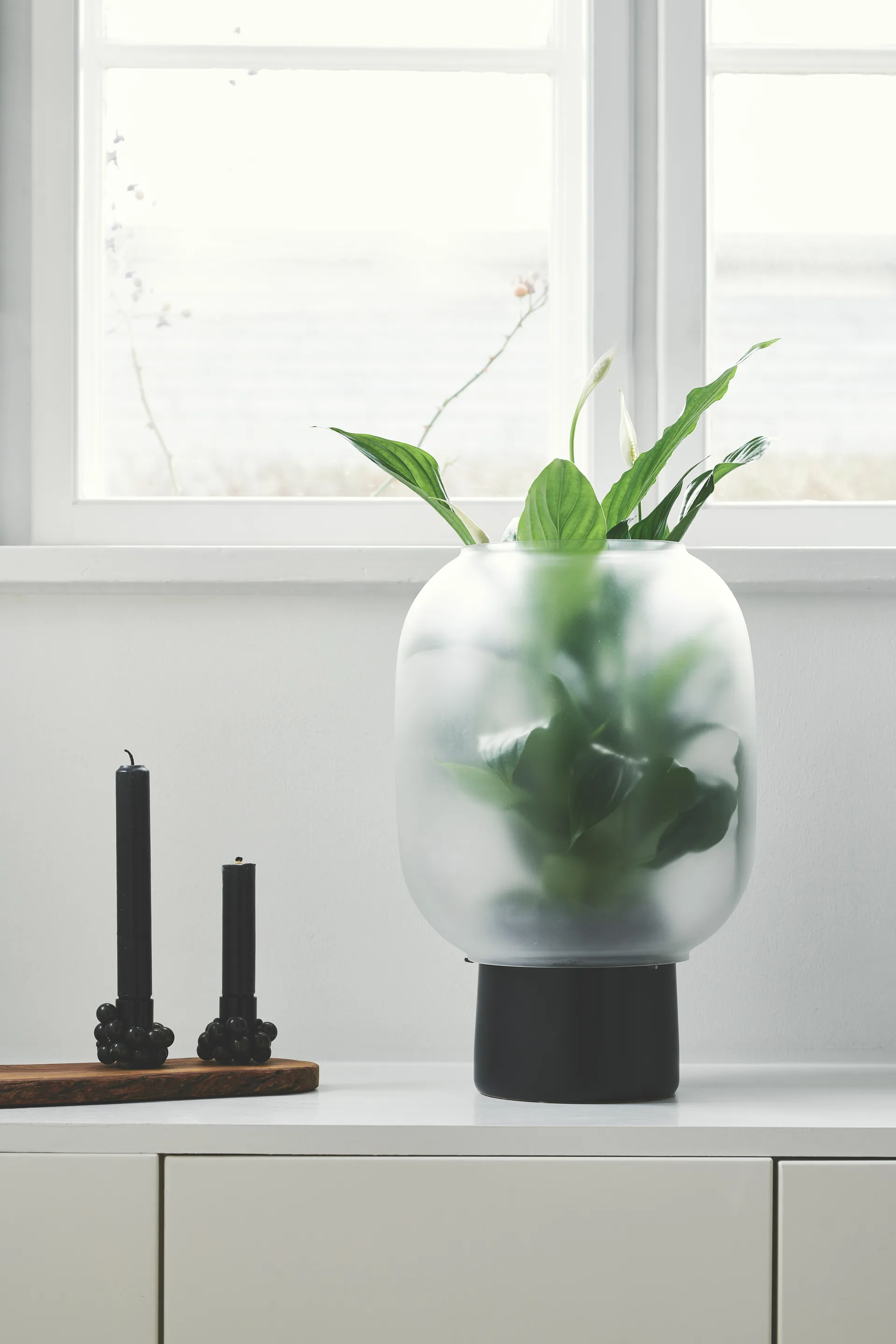 Nebl pote de flores com vidro fosco Ø26 cm, Preto Gejst