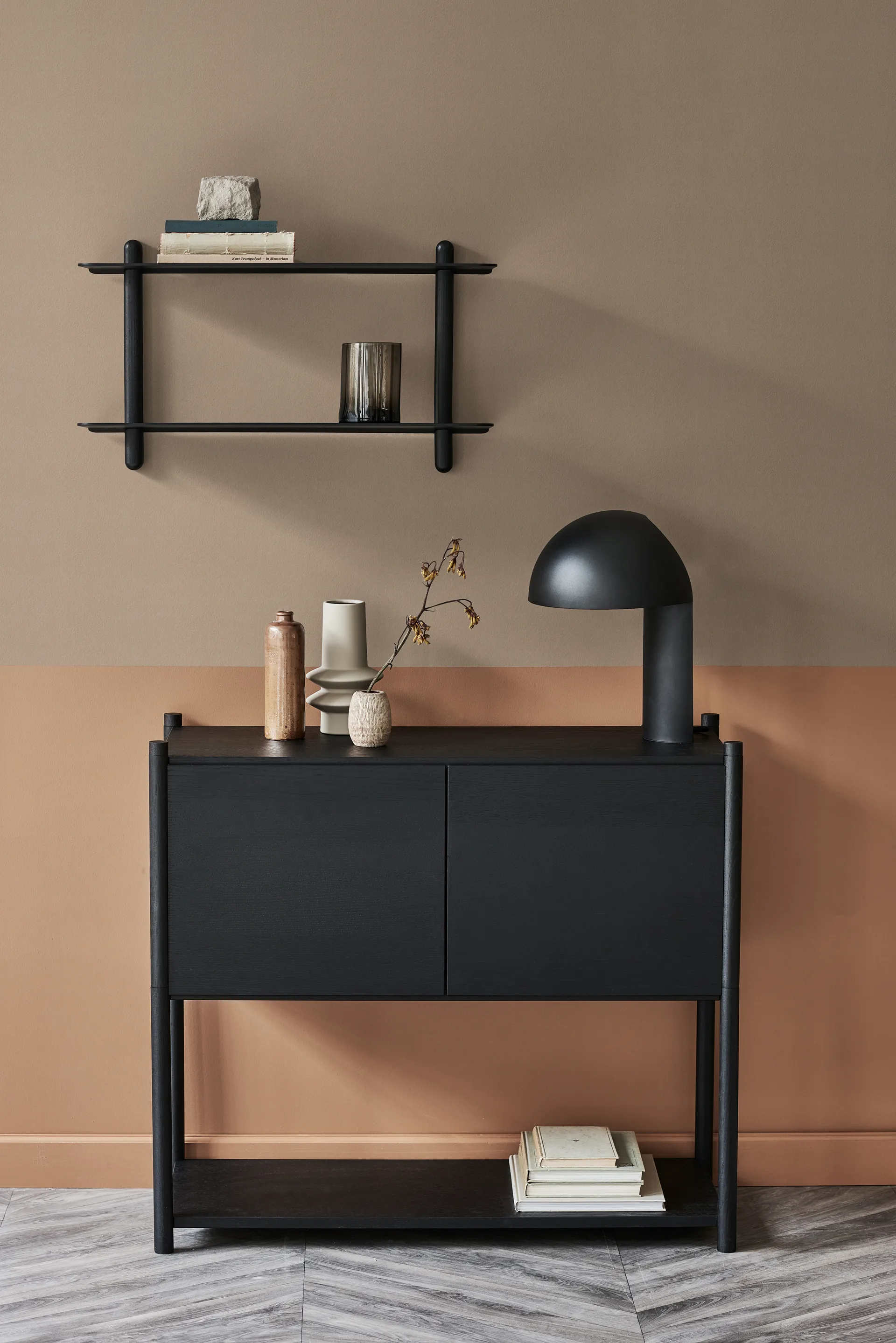 Prateleira grande Nivo F , Freixo manchada preta Gejst