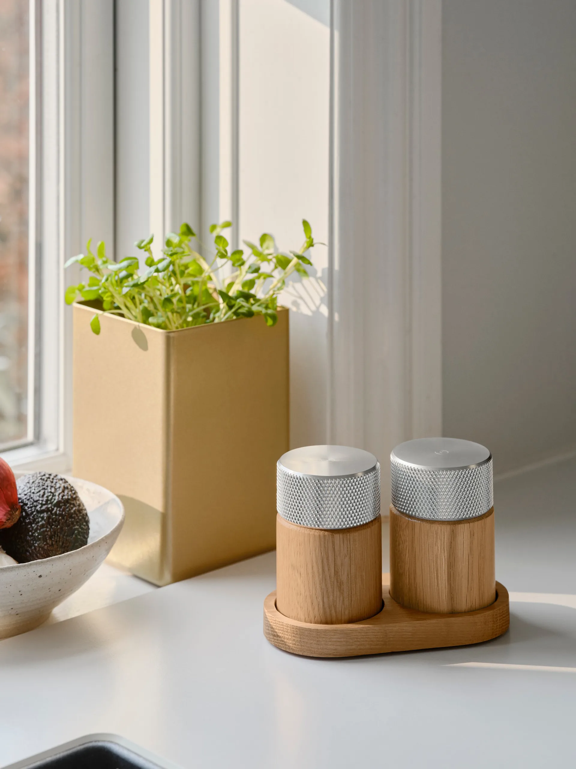 Sina moinho de sal e pimenta 6 cm, Carvalho-aço Gejst