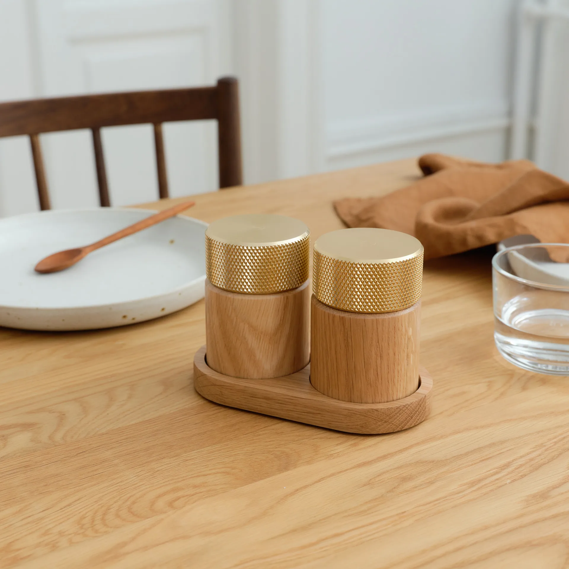 Sina moinho de sal e pimenta 6 cm, Carvalho-latão Gejst