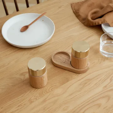 Sina moinho de sal e pimenta 6 cm - Carvalho-latão - Gejst