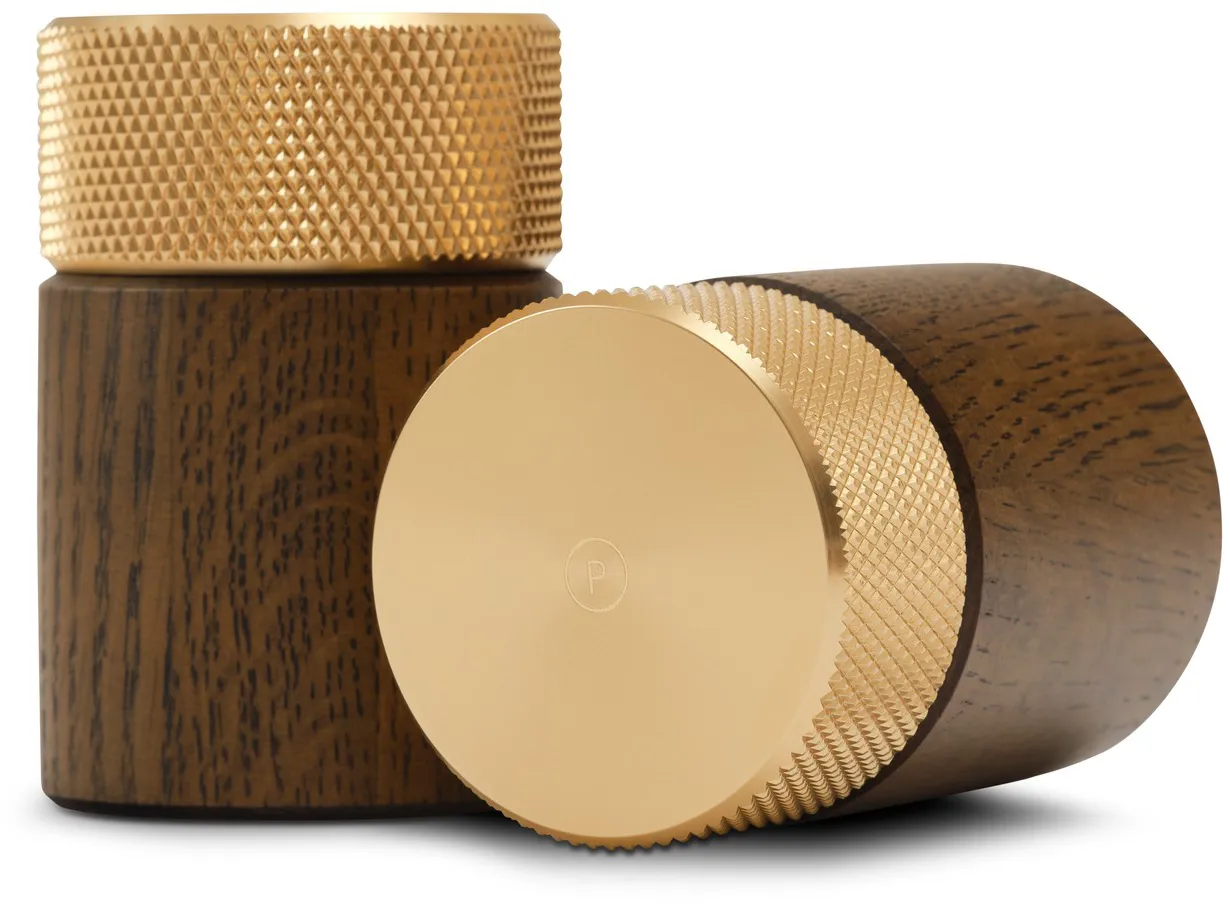 Sina moinho de sal e pimenta 6 cm, Freixo escuro-latão Gejst