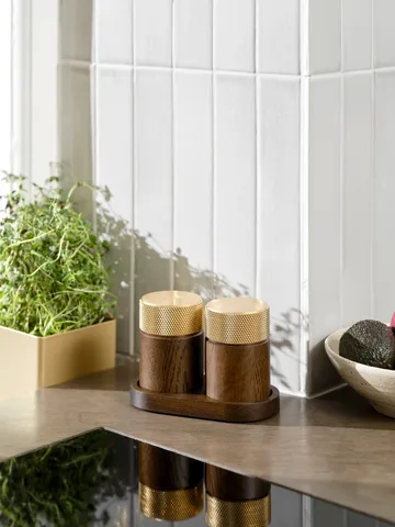 Sina moinho de sal e pimenta 6 cm - Freixo escuro-latão - Gejst