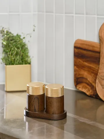 Sina moinho de sal e pimenta 6 cm - Freixo escuro-latão - Gejst